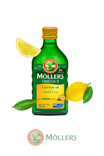 Möller's Omega-3 Balık Yağı Şurubu Limon Aromalı 250 ml Omega 3, a d e vitami...