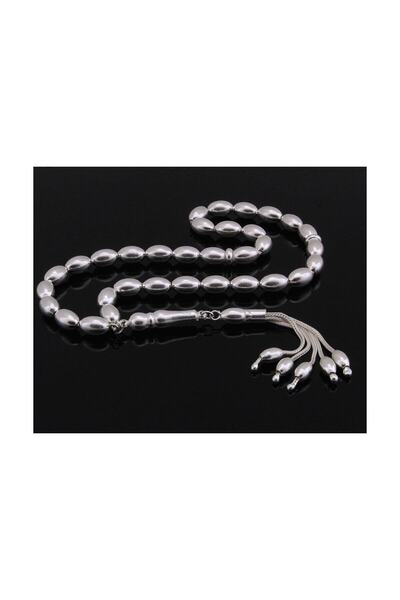 Tesbihane Dört Püsküllü Arpa Kesim 925 Ayar Gümüş Tesbih 101001247