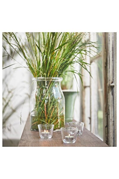 IKEA HEDERSAM Scented Tealight - Fresh Grass/Light Green, 3.5 hr Burn Time, Renewable Plant-Based Wax