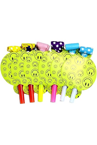 Generic مجموعة من 6 قطع من صافرات بوق إصدار الضوضاء بتصميم مبتسم لحفلات أعياد الميلاد الإيطالية