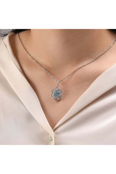 Lial Diamond 4.50 Karat Pırlanta Blue Topaz Kolye, Mücevher Sertifikalı
