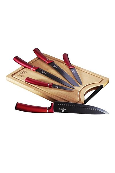 Berlinger Haus Non-stick knife set + cutting board 6 pcs Burgundy Line