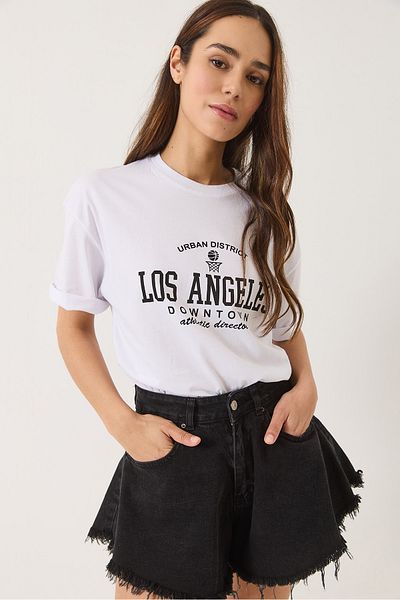 Bianco Lucci Tricou pentru ciclism cu imprimeu Los Angeles pentru femei 0269 60283154