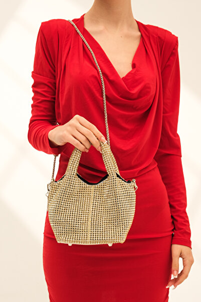 ROZA CANTA Geantă pentru rochie de seară pentru femei, cu pietre importate, a...