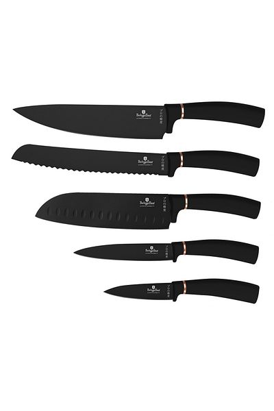 Berlinger Haus Knife set with magnetic holder 6 pcs Black Rose Collection