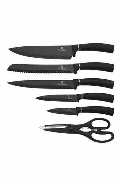 Berlinger Haus Knife set in a holder 7 pcs. Black Rose Collection