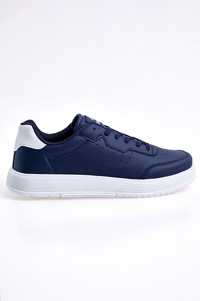 TOMMY LIFE Pantofi sport pentru bărbați din piele artificială, albastru bleumarin, cu șireturi, cu talpă înaltă - 89132