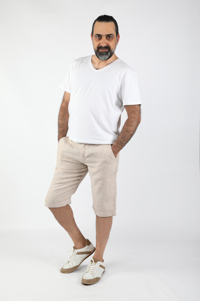 BALİNS Erkek Keten Şort Kahverengi