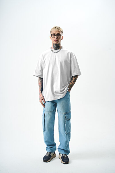 Respire Мъжка тениска с щампа на дланта, бяла, голям размер