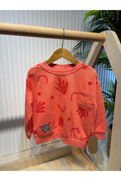 Canbi Kids Seasonal Printed Sweatshirt with Pocket Detail Jogger Sweatpants Set of 2