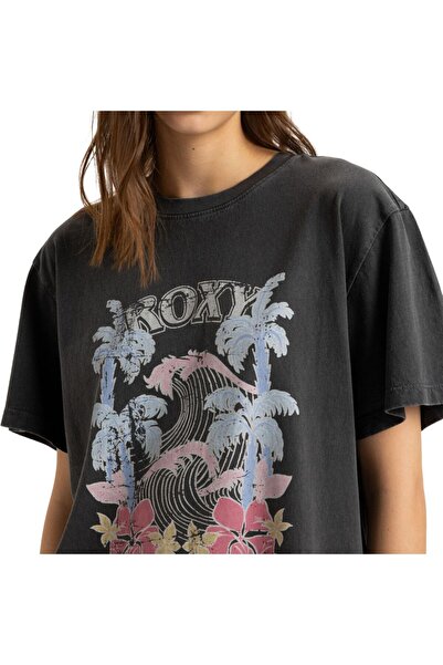 Roxy Sunnyoversize Stone Wash Women's Black T-Shirt Women's T-Shirt Erjzt05908