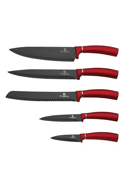 Berlinger Haus Non-stick knife set + cutting board 6 pcs Burgundy Line
