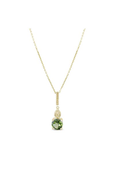 Lial Diamond 0.74 Karat Pırlanta Peridot Kolye, Mücevher Sertifikalı
