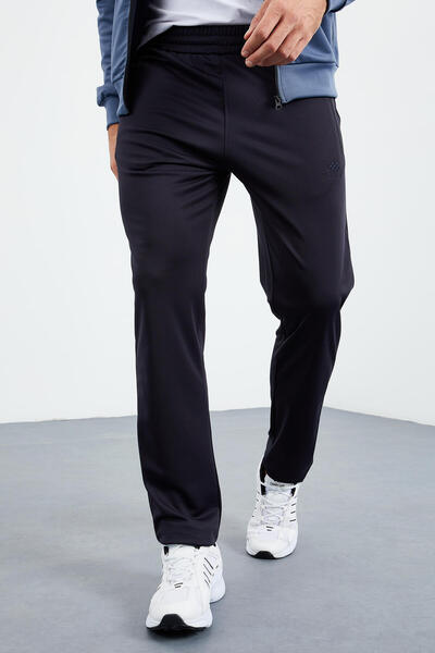 TOMMY LIFE Petrol - Lacivert Dik Yaka Fermuarlı Standart Kalıp Klasik Paça Erkek Eşofman Takımı - 85162