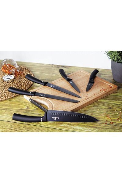Berlinger Haus Non-stick knife set + cutting board 6 pcs Black Silver