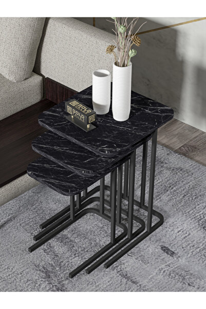 GOLDFALEZ Zigon Sehpa Metal Ayak 3'Lü Koltuk Yan Sehpa Zino Bendir