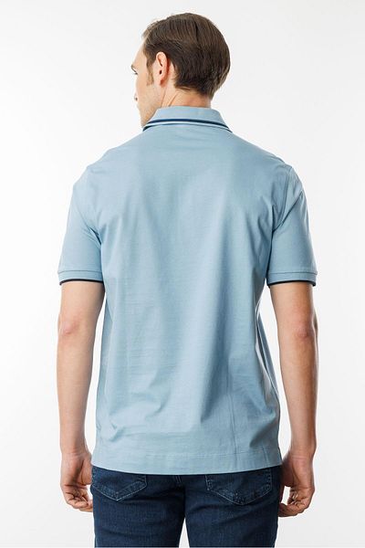 Desen Triko Ανδρικό T-shirt - Μπλε - Ριγέ στον γιακά