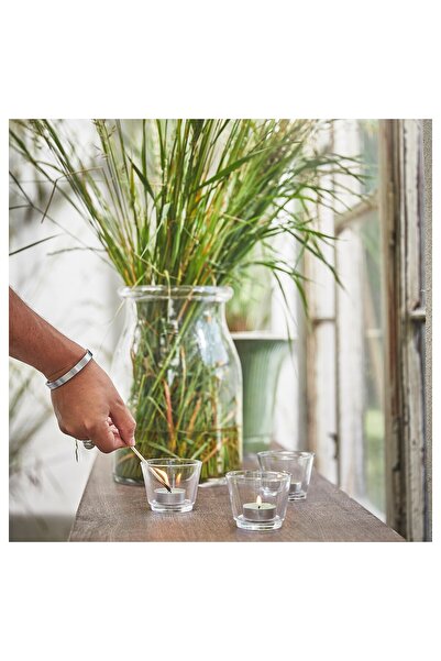 IKEA HEDERSAM Scented Tealight - Fresh Grass/Light Green, 3.5 hr Burn Time, Renewable Plant-Based Wax