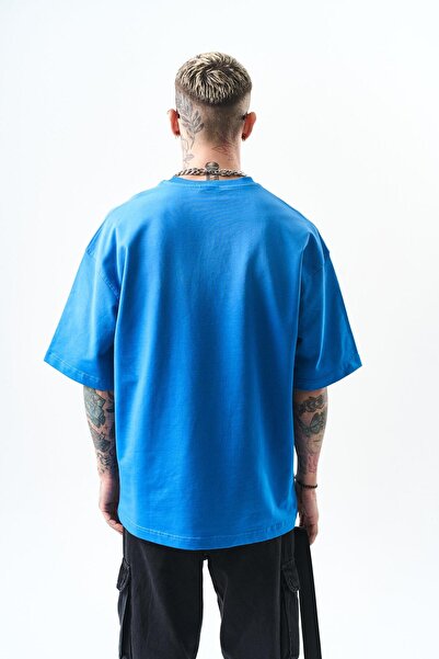 Respire Чоловіча футболка oversize синя з принтом Каліфорнія