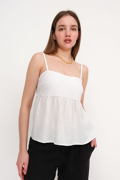 Addax Linen Blended Thread Strap Tank Top A17133