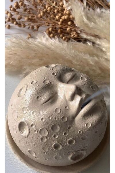 gözde hobi Gözdehobi Ay Yüz Tütsülük - Özel Tasarım Dekorasyon Geri Akışlı Tütsülük Seti Hediyelik