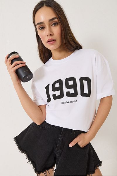 Bianco Lucci Tricou damă cu gât crew 0266 oversize Basic 1990 Print