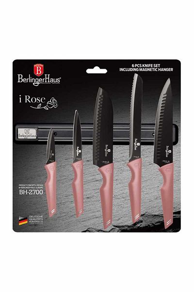 Berlinger Haus Knife set with magnetic holder 6 pcs I-Rose Edition