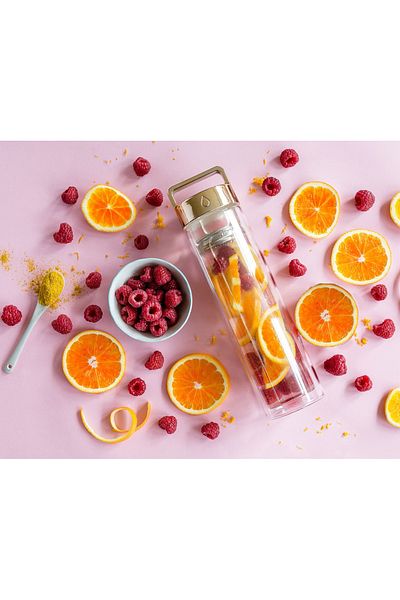 BloomBottle Rose Gold – Double Glass, Filtered, Portable Water and Tea Thermos (500ml)