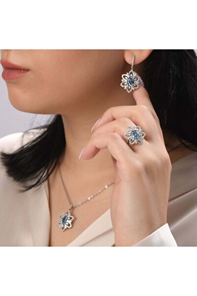 Lial Diamond 4.50 Karat Pırlanta Blue Topaz Kolye, Mücevher Sertifikalı