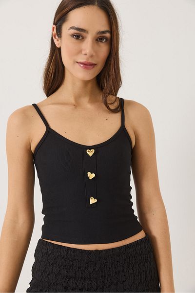 Bianco Lucci Női vékony pántos szívkiegészítő Crop Tank 2226 60284026