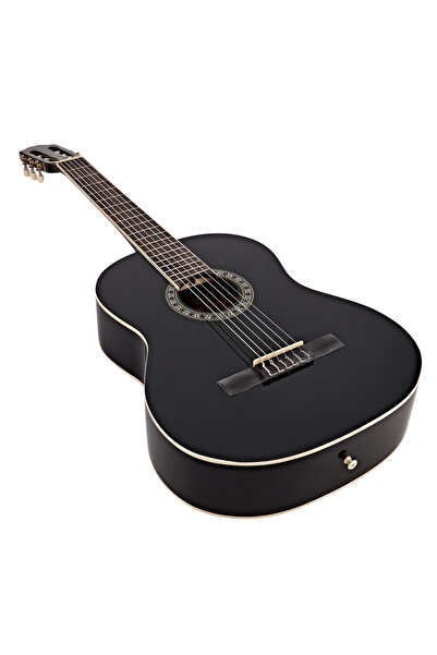 Depox Klasická kytara 104 cm, Black Raven, dřevěná, klasický model, černá, pouzdro, struny a trsátko součástí balení