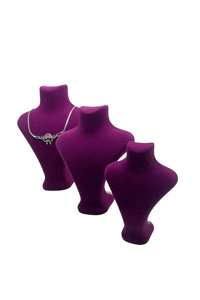 MeGass Dekor Suede Fabric Fuchsia Color Three Size Jewelry Mannequin
