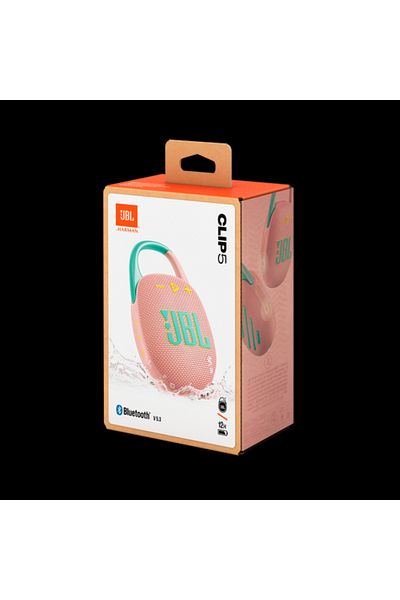 JBL مكبر صوت JBL Clip 5 فائق الحمل بتقنية البلوتوث بتصميم مقاوم للماء وصوت جهير معزز - وردي