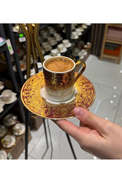 ACAR 6'lı Lüks Marcella Gold Kahve Fincanı