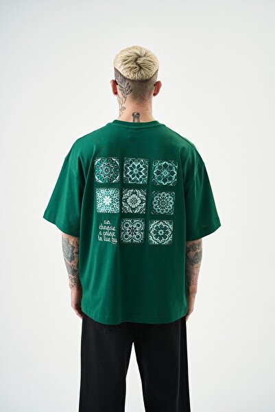 Respire Tricou oversize brodat pentru bărbați Nefti