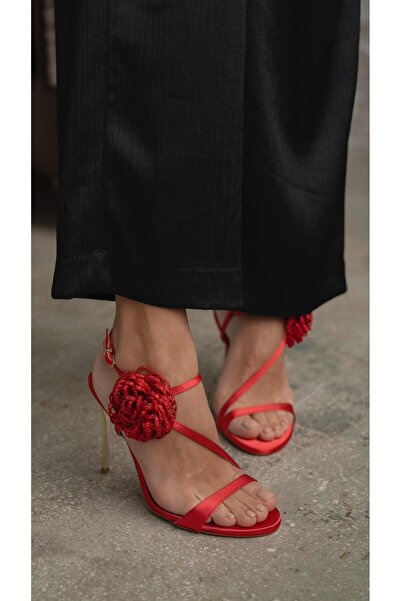 ECENİN BUTİĞİ Watson Kırmızı Saten Topuklu Ayakkabı