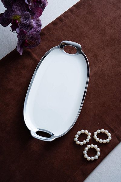 ACAR Arven Oval Silver Presentation Tray - 33 cm