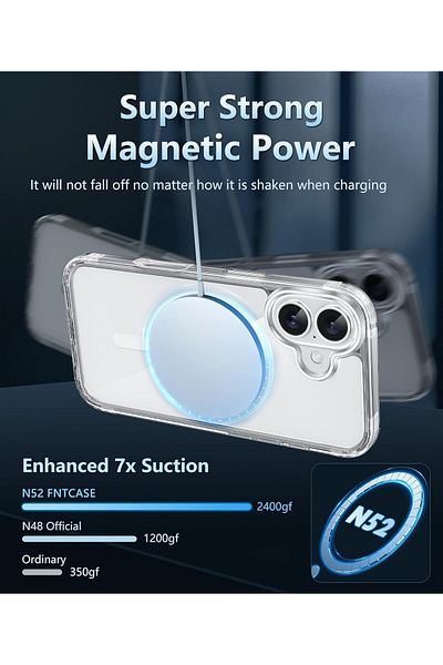 AWH iPhone 16 Clear Magnetic Case: Military-Grade, Shockproof, Slim & Anti-Yellowing