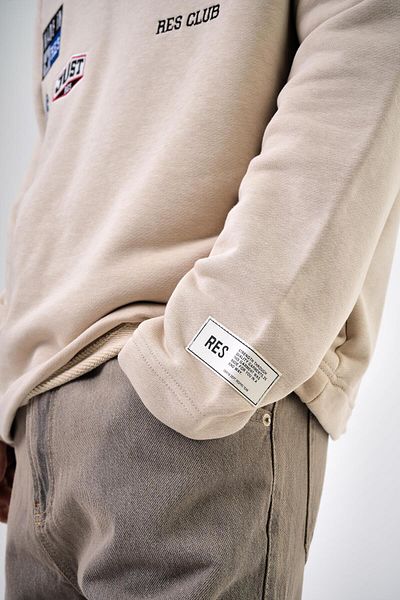 Respire Ανδρικό κέντημα με λεπτομέρεια Arma Polo γιακά Oversize Φούτερ Μπεζ