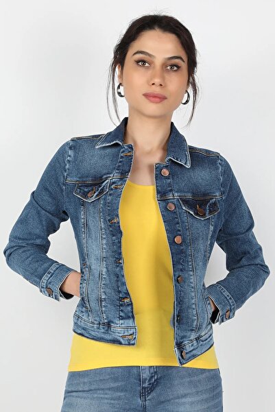 BALİNS Kadın Kot Mont Orta Mavi