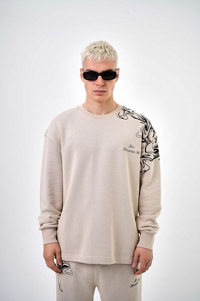Respire Φούτερ σε μπεζ χρώμα Just Hypnotize Me Oversize