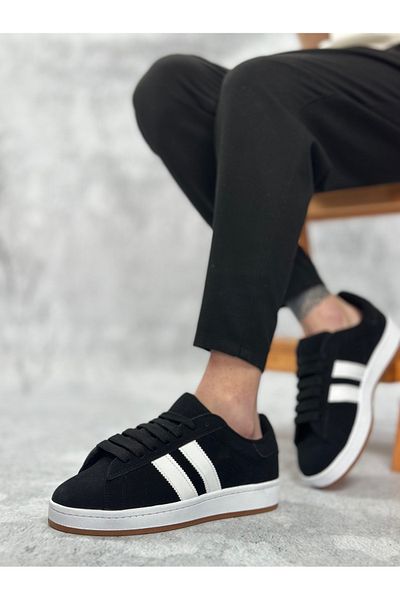 BOA Ba0235 Boa Two Stripes Black Suede Men's Casual Shoes