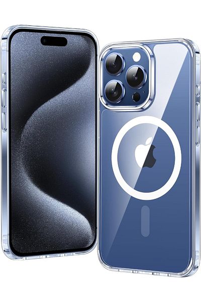 AWH iPhone 15 Pro Clear Case: Strong Magnetic, Anti-Yellowing, Military-Grade & Shockproof