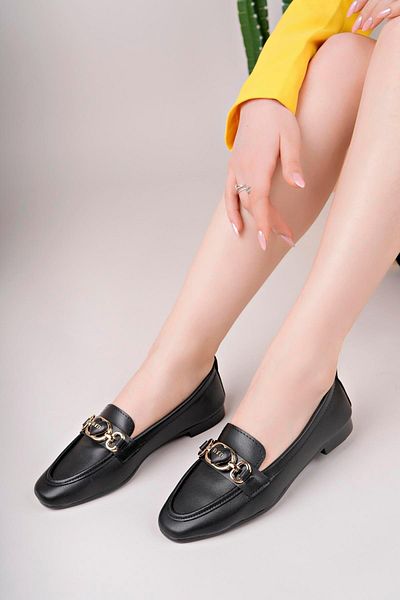 Aymood Loafer de damă, elegant și confortabil, C Black Skin, pantofi casual de zi cu zi