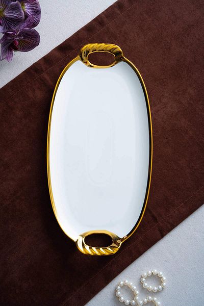 ACAR Arven Oval Gold Presentation Tray - 41 cm