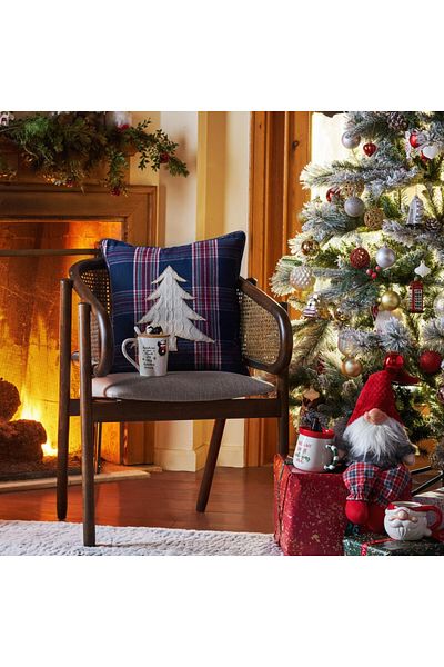 Karaca Home Woodland Cozy Throw Pernă albastru-marin confortabilă cu design de cerb 45cm x 45cm
