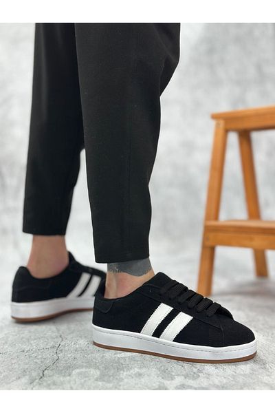BOA Ba0235 Boa Two Stripes Black Suede Men's Casual Shoes
