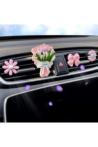 COOYA Car Air Freshener Vent Clips, Flower Decoration Aromatherapy Diffuser Accessories Interior(4 Pcs)