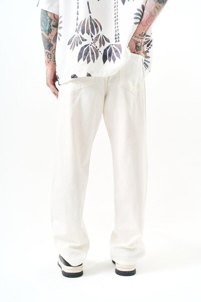 Respire Ανδρικό παντελόνι οριζόντιας βαφής εκρού