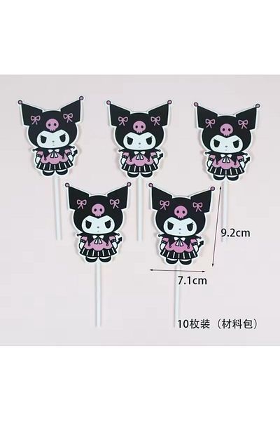 So Iconic 10 bucăți Sanrio Kuromi Ornamente pentru Tort de Ziua de Naștere / Ornament pentru Cupcake